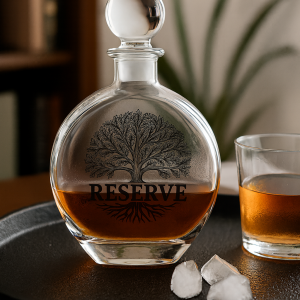 Round Glass Decanter — Personalized (Veteran / Retirement)