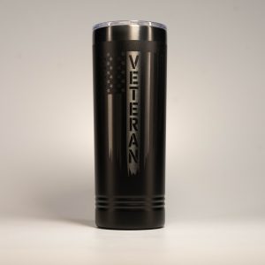 20 BLKPRM COF TMBLR - Veteran Flag (Vertical VETERAN)