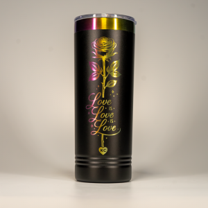 Petals & Promise – “Love, Love, Love” Ion Tumbler (Black Prism)